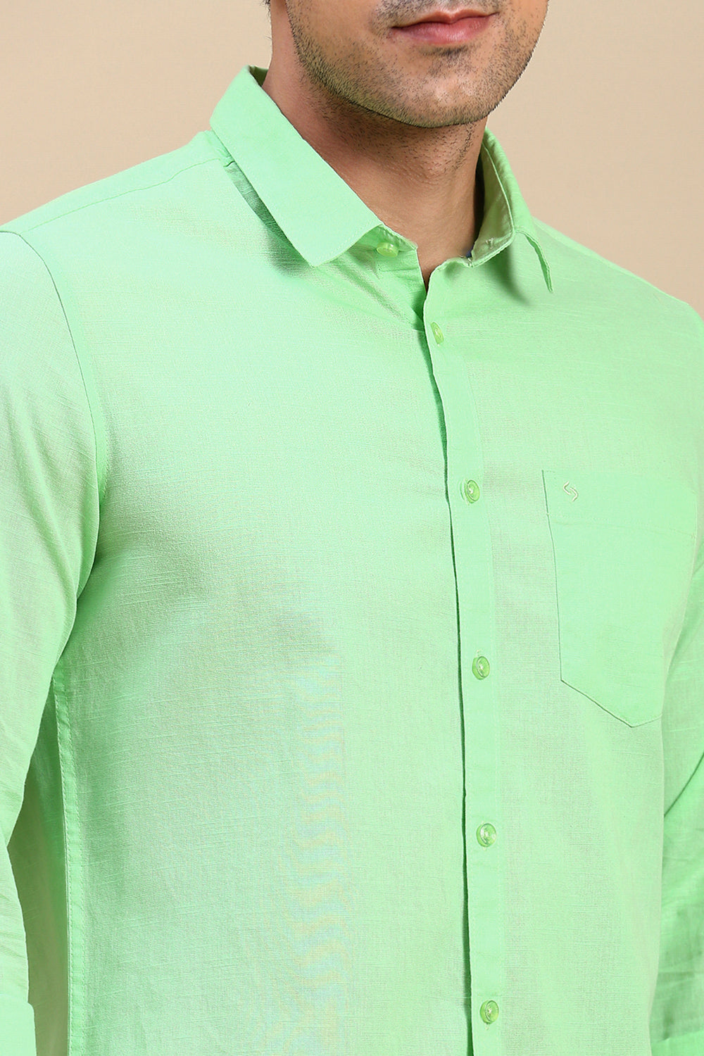 Classic Polo Men's Full Sleeve Green Polo Neck Slim Fit Solid Shirt | TOY-STRIVE-GREEN SF FS