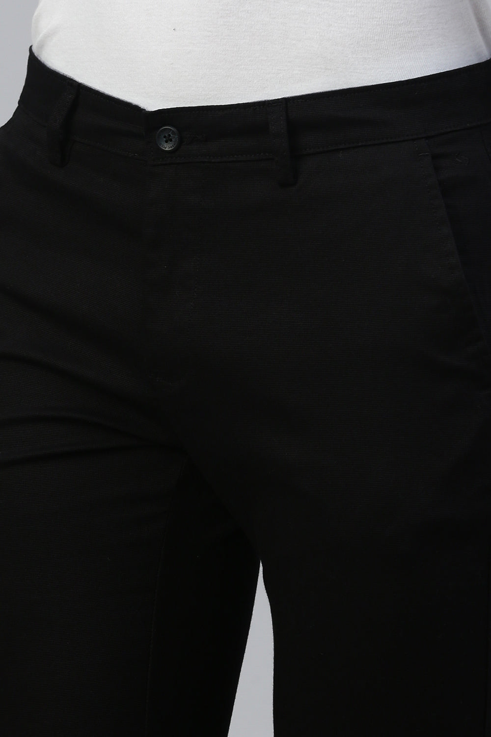 Classic Polo Men's Black Moderate Fit Solid Trouser | TQ1-CL-21 F-BLK-MF-LY