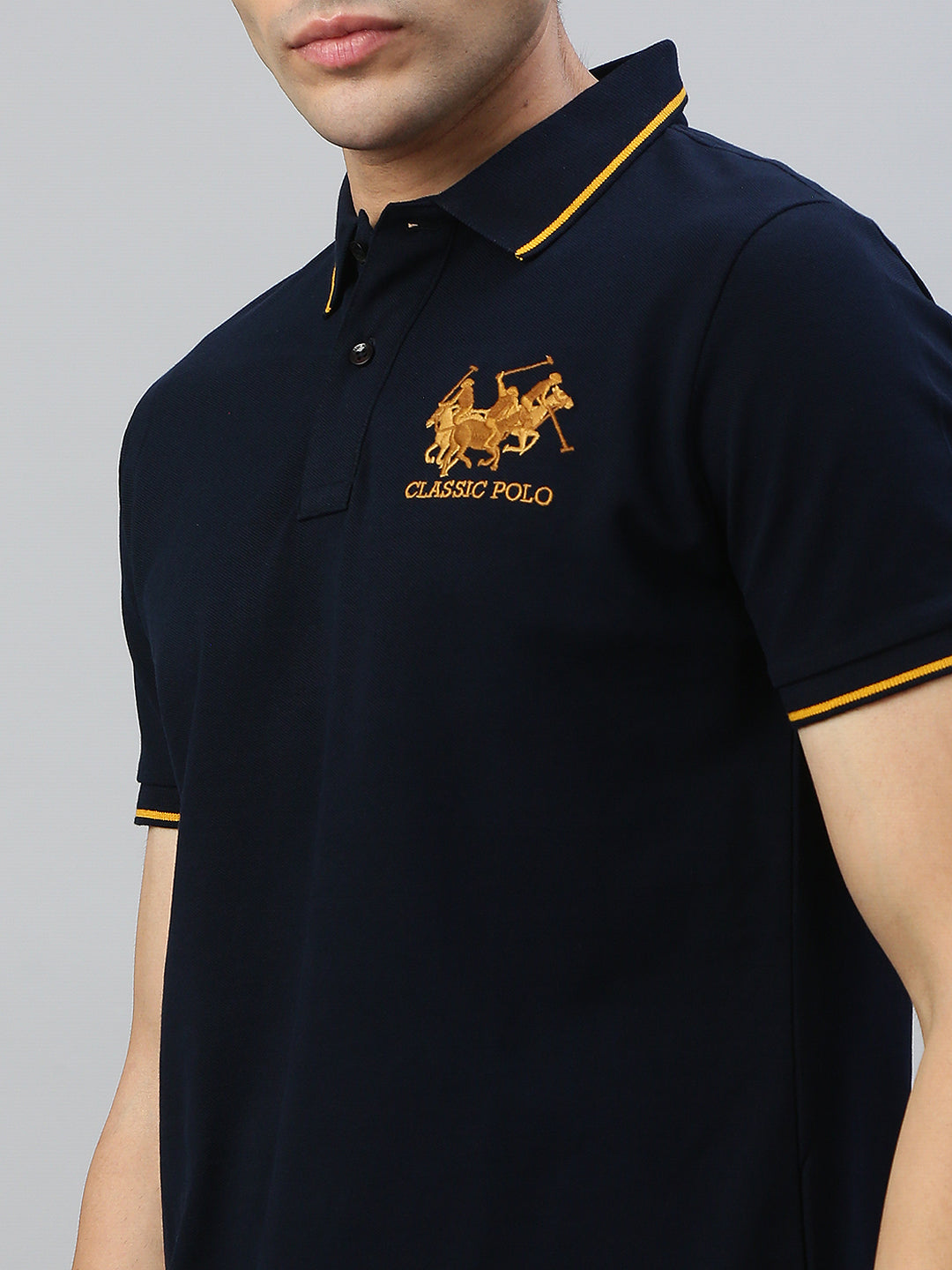 Classic Polo Men's Half Sleeve Black Polo Neck Slim Fit Embroidery T-Shirt||GEN-X-POLO 38 B SF P