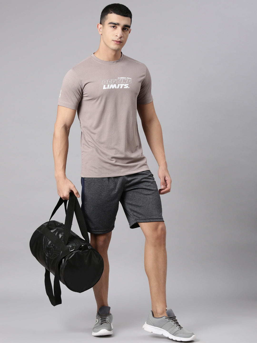 Classic Polo Men's Dark Grey Slim Fit Solid Polyester Active Wear Shorts | CP-SPZ-SH-01 C