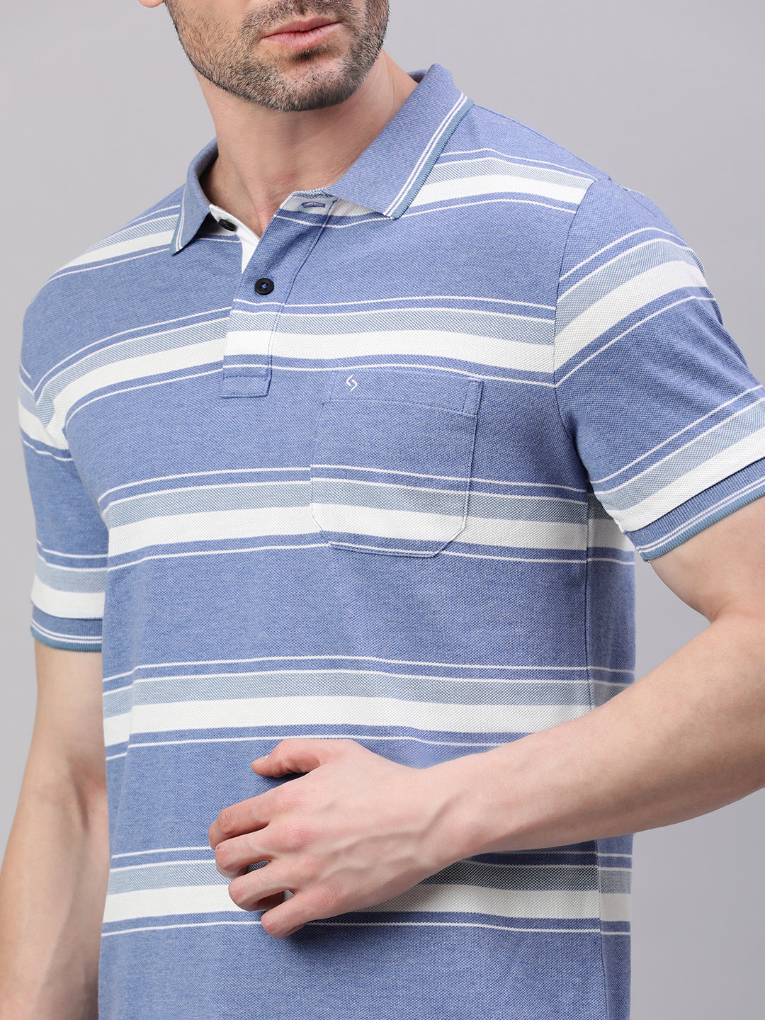 Classic Polo Men's Half Sleeve Multicolor Polo Neck Slim Fit Striped T-Shirt||ADORE - 234 B SF P