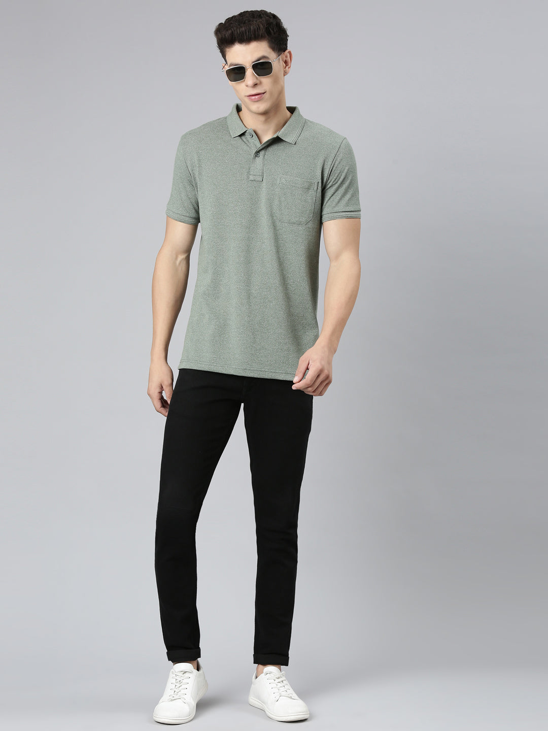 Classic Polo Mens Solid Olive Polo Neck Slim Fit T-Shirt | TOY-PROTEN-OLIVE SF P