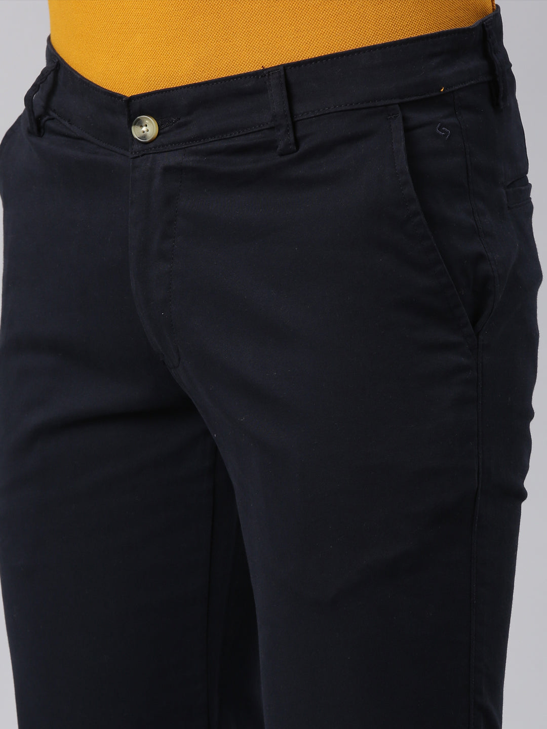 Classic Polo Men's Black Cotton Lycra Moderate Fit Trousers | TRS-CHINO-BLK MF LY