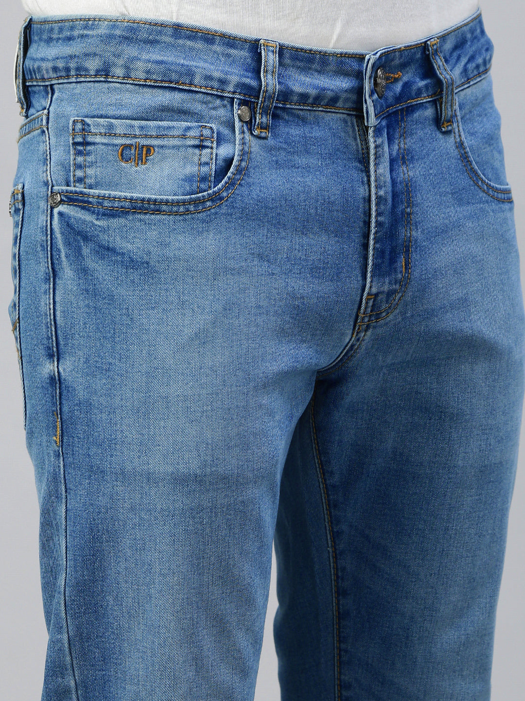 Classic Polo Men's Blue Slim Fit Solid Denim||CPDQ1-25-M.BLU-AF