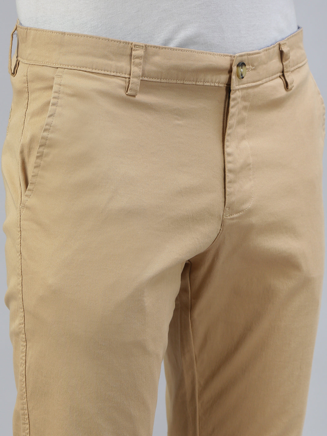 Classic Polo Men's Beige Moderate Fit Solid Casual Trouser||TRS-CHINO-PEG MF LY