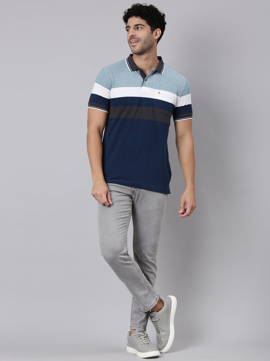 Classic Polo Men's Half Sleeve Multicolor Polo Neck Slim Fit Colorblock Cotton Blend T-Shirt | VTA - 323 B SF P