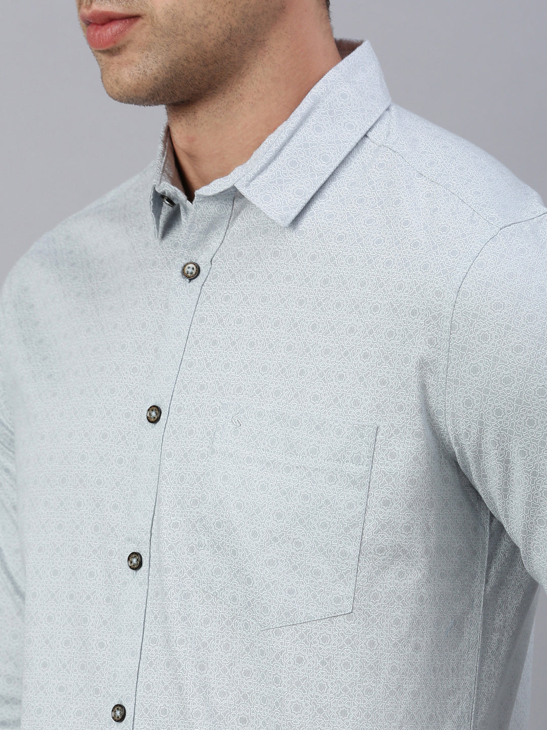 Classic Polo Men's Full Sleeve Lt.Blue Cotton Slim Fit Woven Shirt | SP2-CL-15 A-FS-PRT-SF