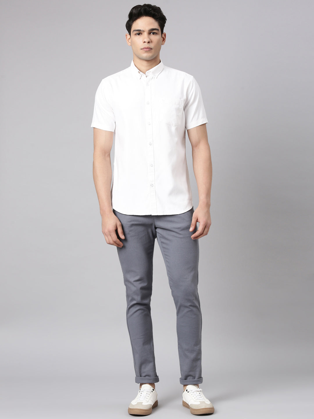 Classic Polo Men's Half Sleeve White Polo Neck Milano Fit Solid Cotton Casual Shirt | TOY-ENZO-WHITE MF HS