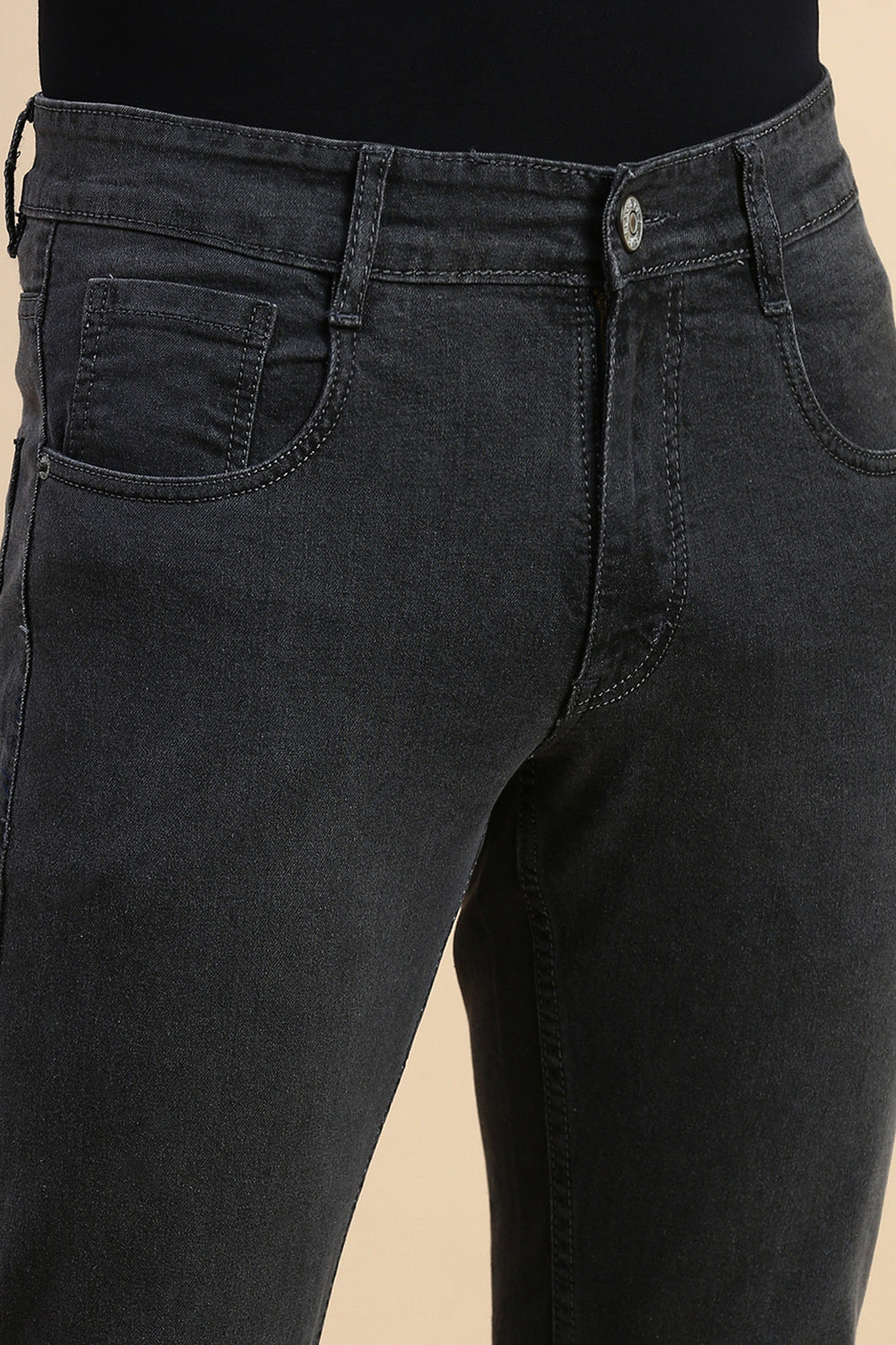 Classic Polo Men's Dark Grey Slim Fit Solid Denim | MEZCLILLA-D.GREY-SK