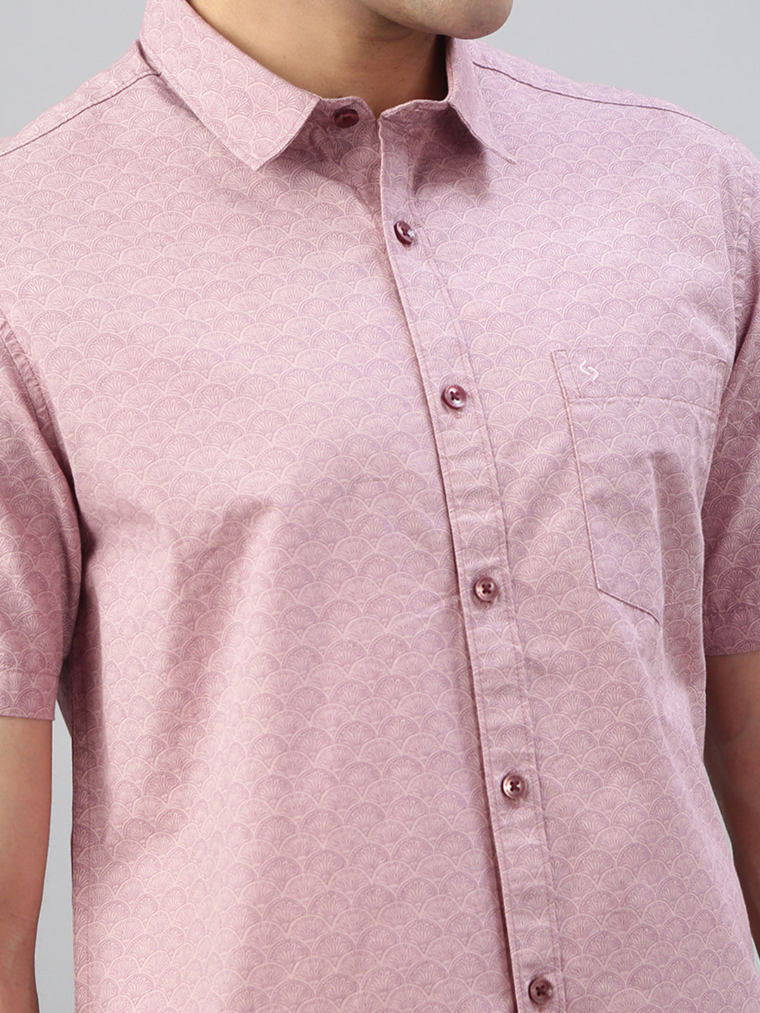 Classic Polo Men's Half Sleeve Lt.Pink Polo Neck Slim Fit All Over Print Shirt||SP2-CL-79 A-HS-PRT-SF