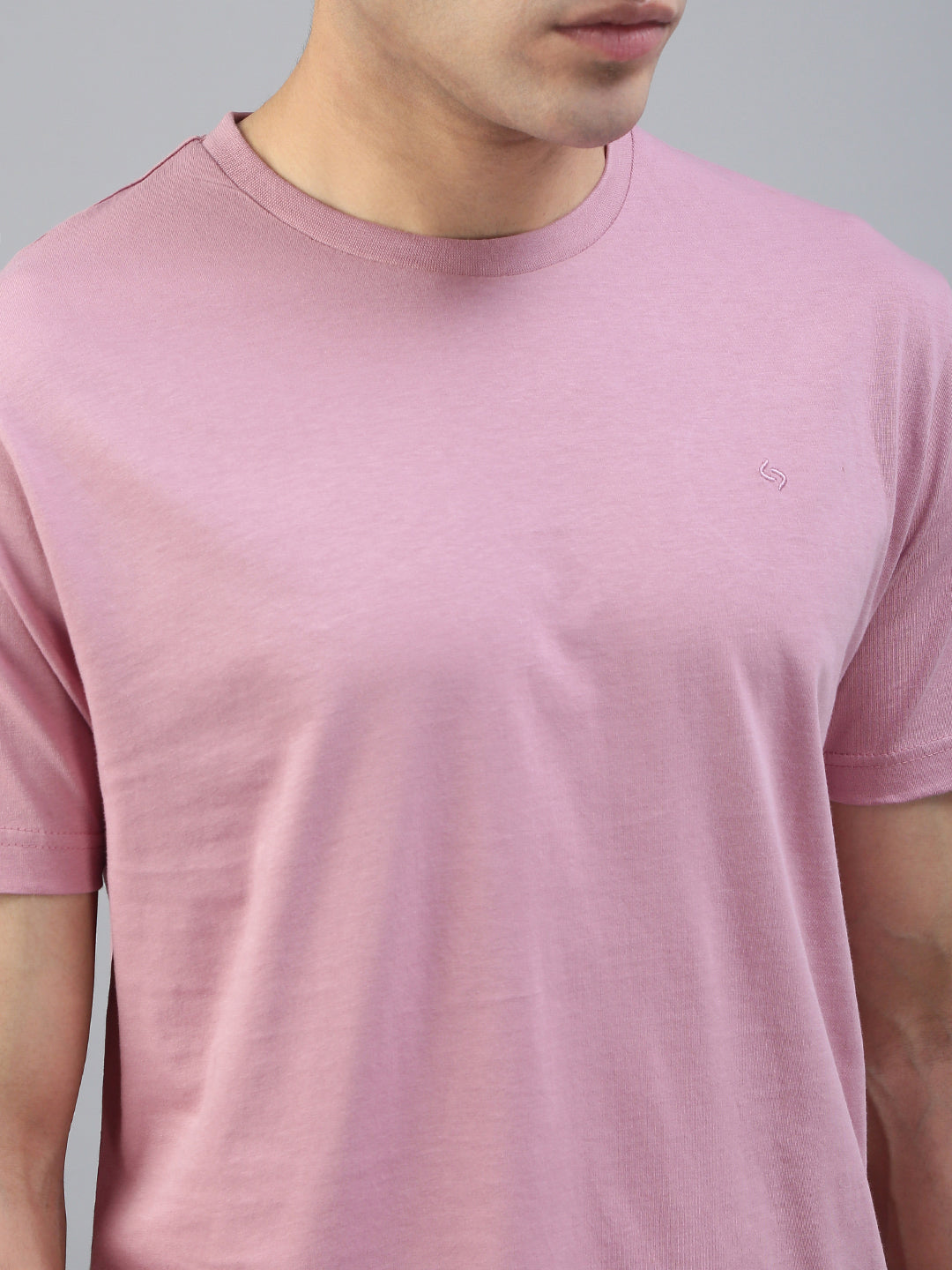 Classic Polo Men's Half Sleeve Dark Pink Round Neck Slim Fit Solid T-Shirt | TOY-KALVIK LILAS SF C