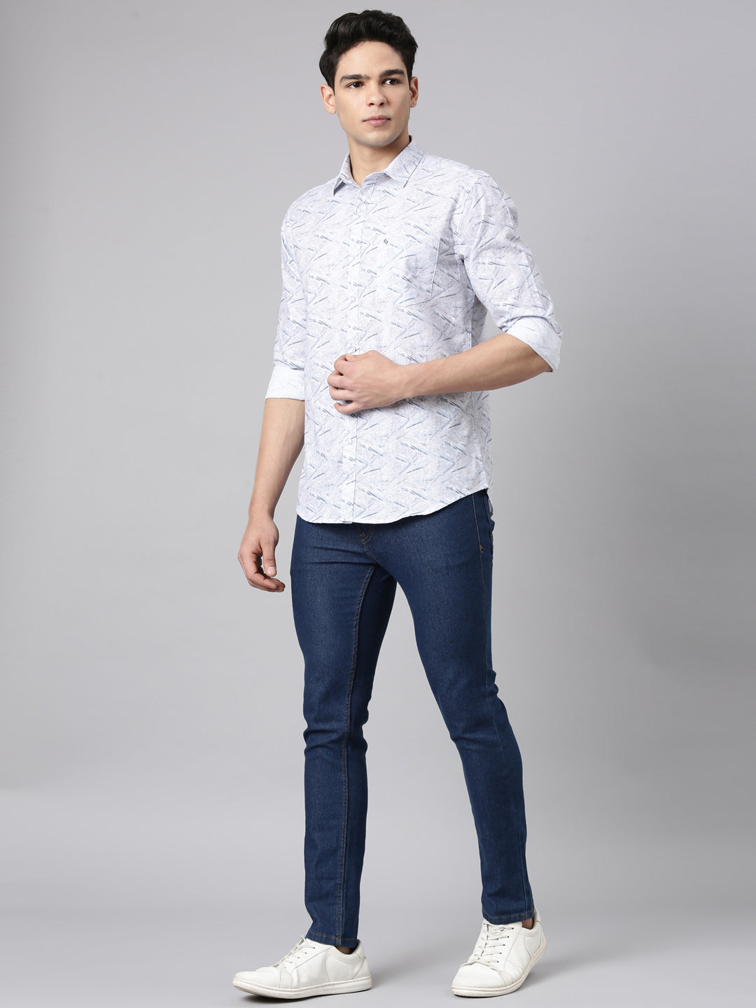 Classic Polo Men's Full Sleeve Multicolor Polo Neck Slim Fit All-Over Print Cotton Casual Shirt | SR1-CL-23 B-FS-PRT-SF