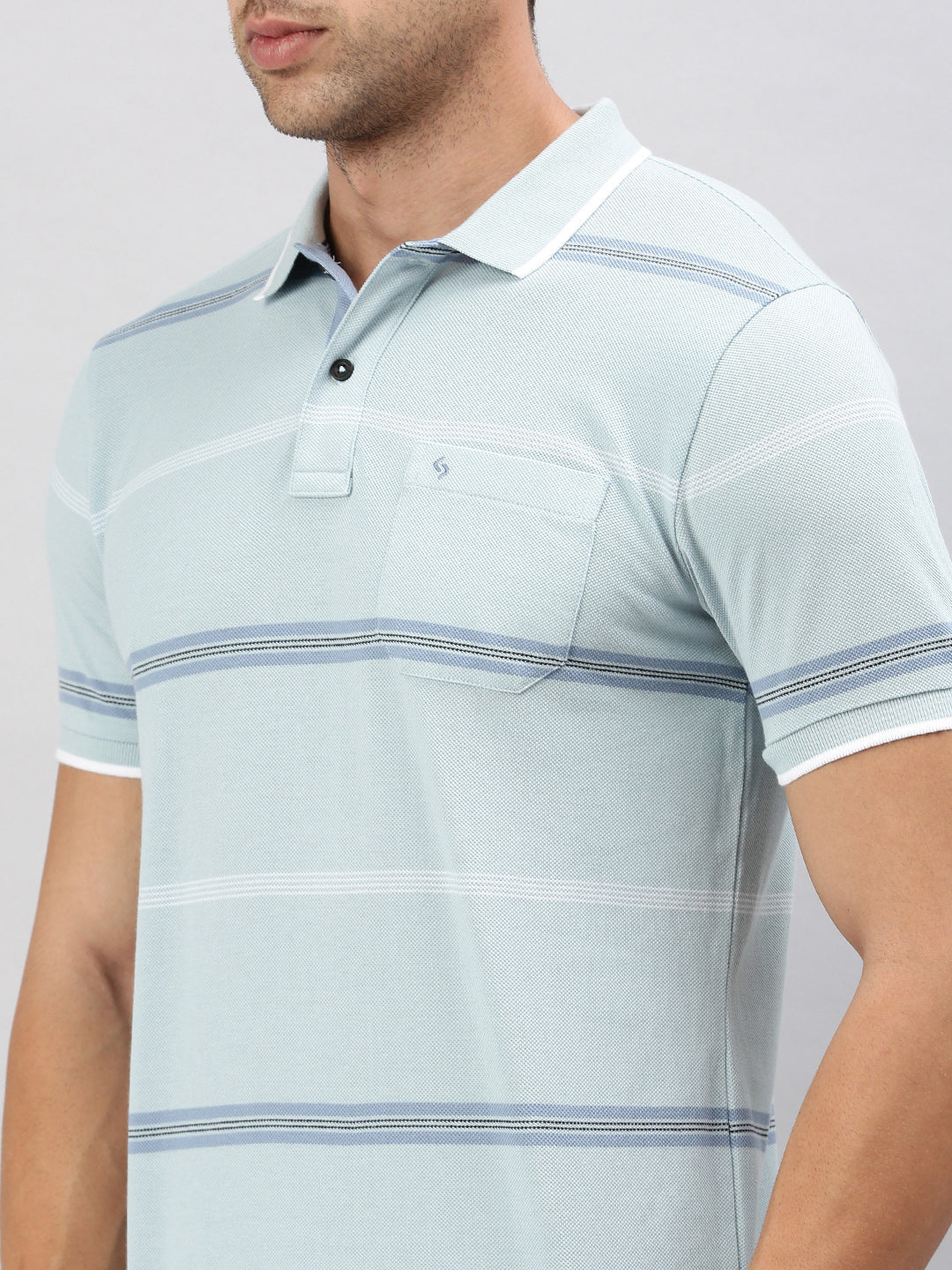 Classic Polo Men's Half Sleeve Lt. Blue Polo Neck Cotton Slim Fit T Shirt | ADORE - 226 A SF P