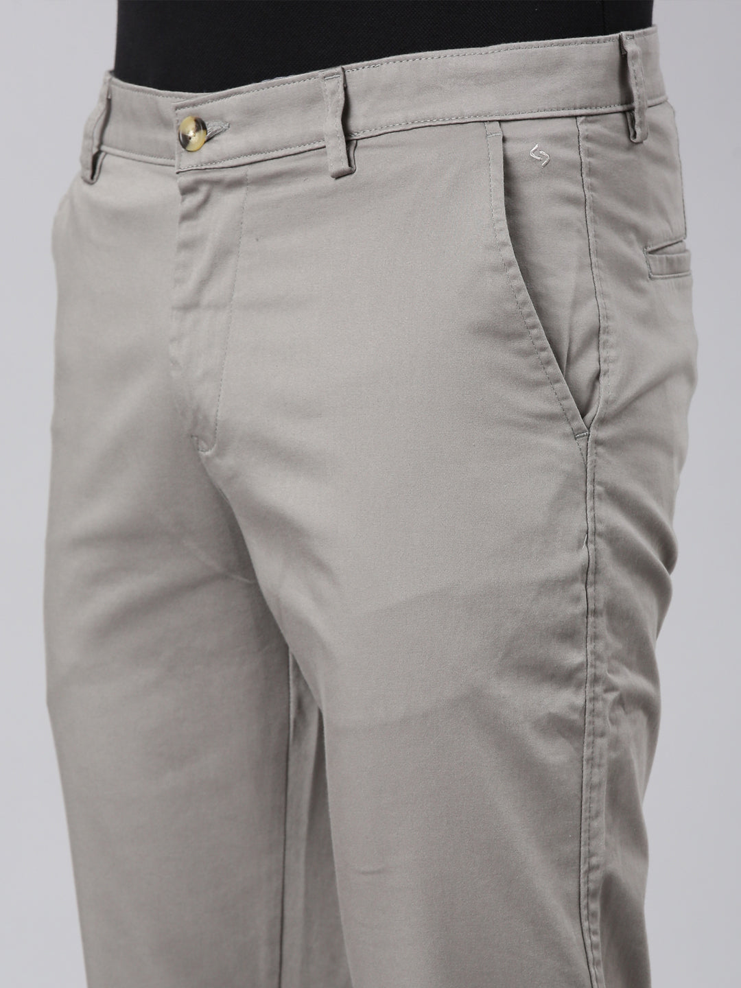 Classic Polo Men's Grey Cotton Lycra Moderate Fit Trousers | TRS-MELLOW-GRY MF LY