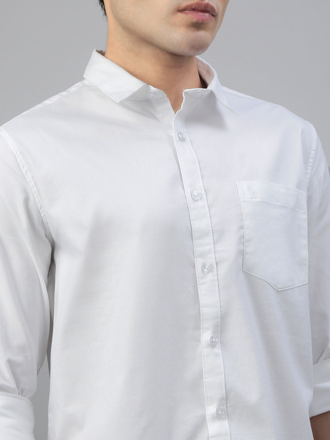 Classic Polo Men's Full Sleeve White Polo Neck Slim Fit Solid Shirt||SQ1-CL-61 A-FS-SLD-SF