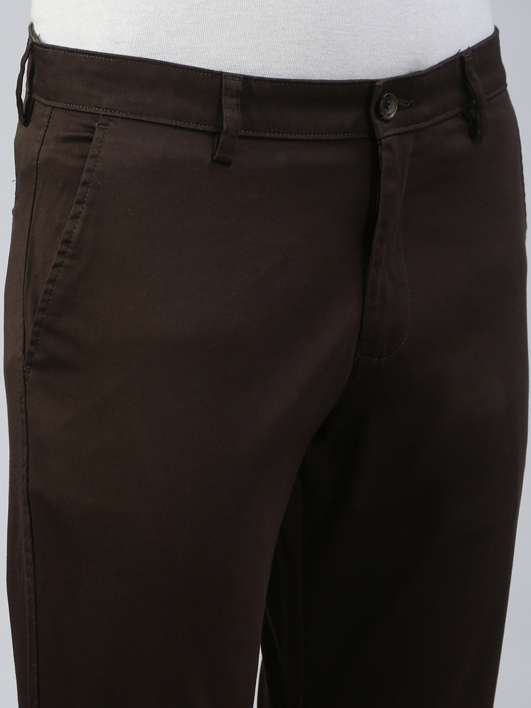 Classic Polo Men's Dark Brown Moderate Fit Solid Casual Trouser||TQ1-CL-31 A-BRW-MF-LY