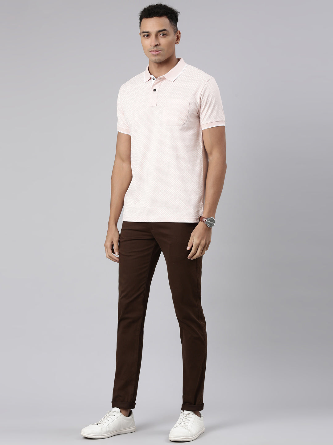 Classic Polo Men's Half Sleeve Beige Polo Neck Cotton Blend Slim Fit T-Shirt | BELLO - 289 B SF P