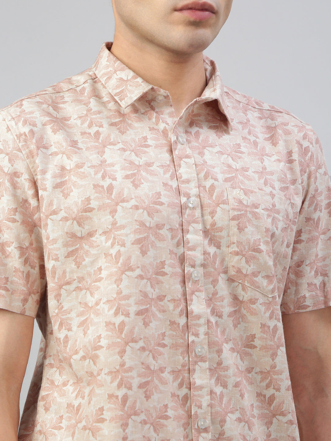 Classic Polo Men's Half Sleeve Peach Polo Neck Slim Fit All Over Print Shirt||SQ1-EL-55 B-HS-PRT-SF