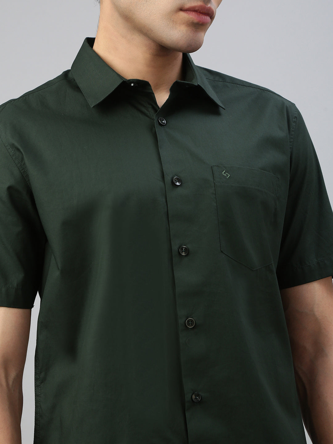 Classic Polo Men's Half Sleeve Olive Green Polo Neck Slim Fit Solid Shirt||DAMASK-SP-I.BLUE SF HS
