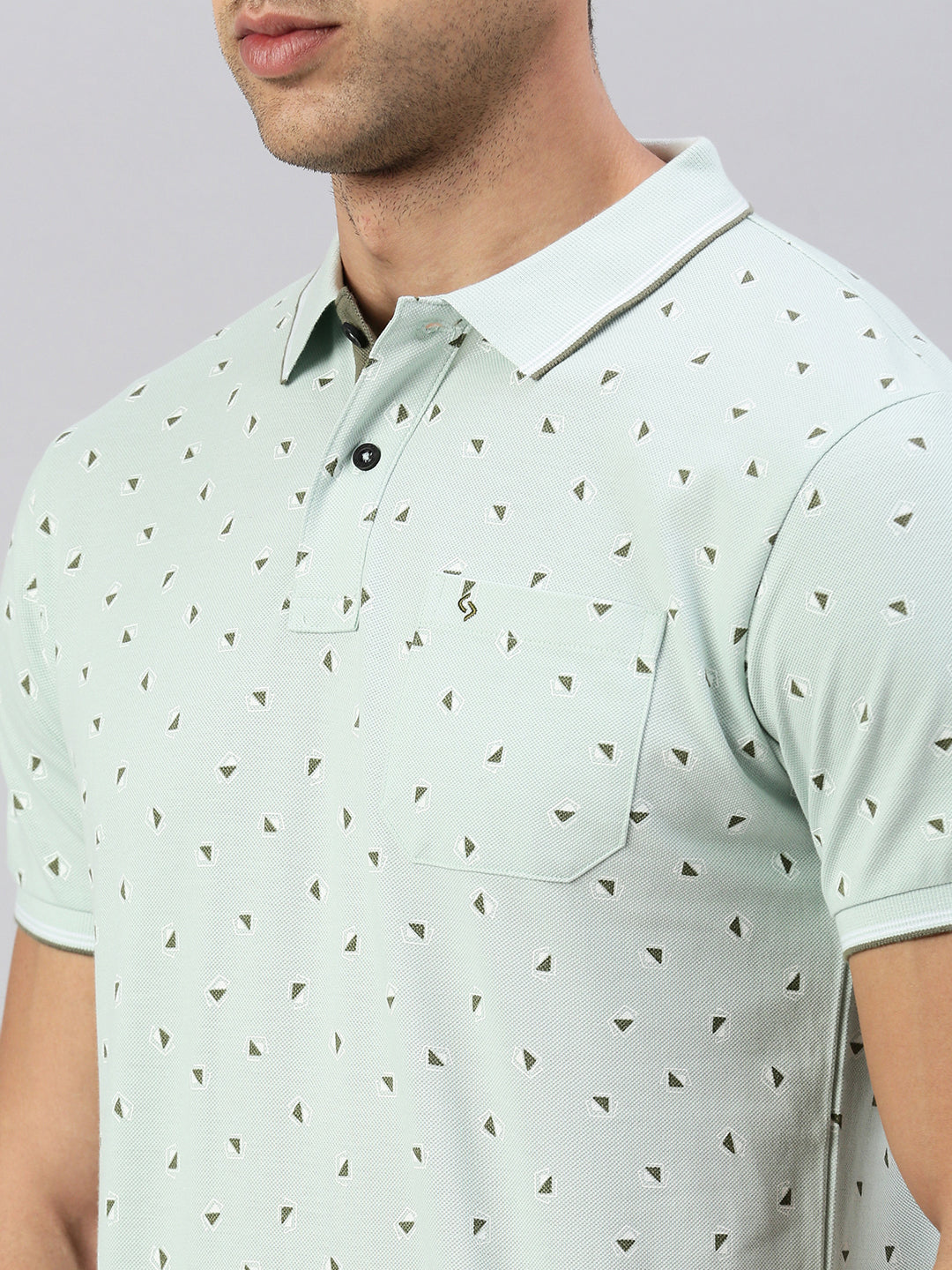 Classic Polo Men's Printed Lt.Green Cotton Slim Fit Half Sleeve T-Shirt | BEAU - 263 B SF P