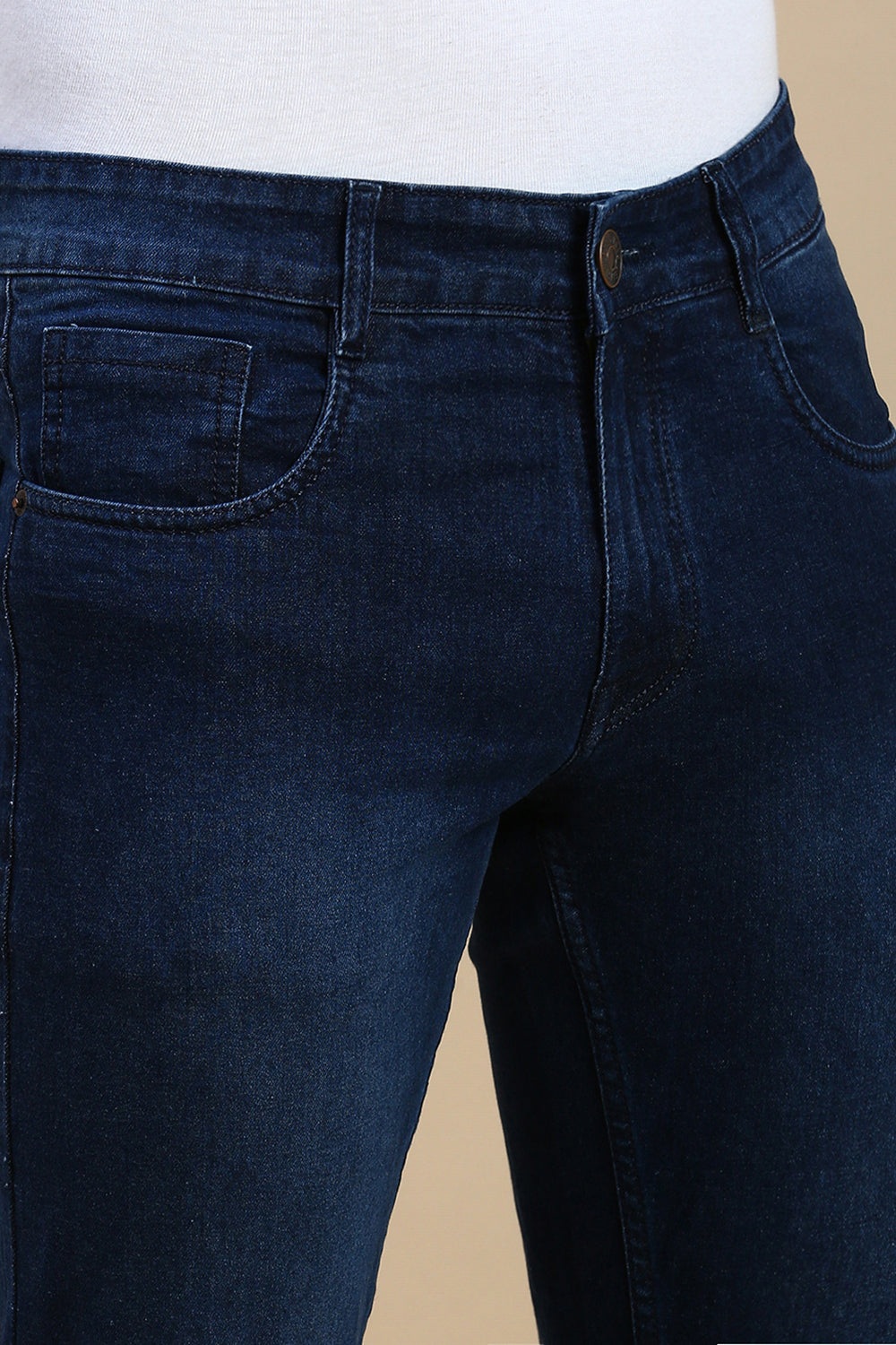 Classic Polo Men's Blue Slim Fit Solid Denim | MEZCLILLA-MID BLUE-SK