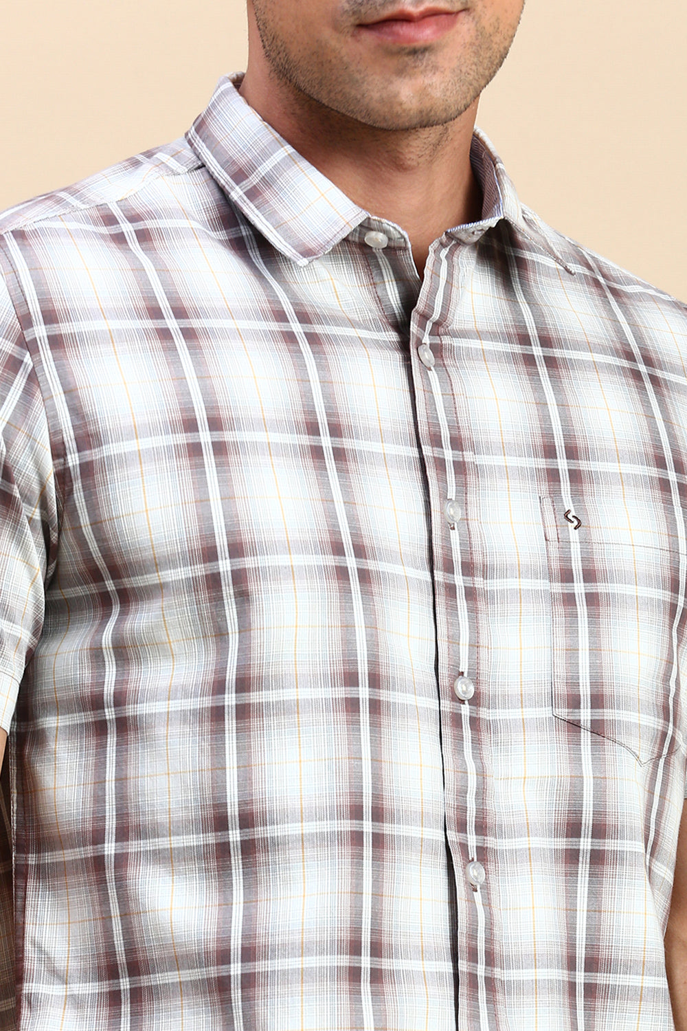 Classic Polo Men's Half Sleeve Multi Polo Neck Slim Fit Checked Shirt | SP2-CL-75 B-HS-CHK-SF