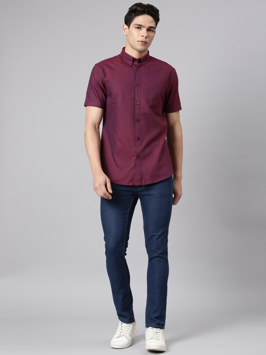Classic Polo Men's Half Sleeve Maroon Polo Neck Milano Fit Solid Cotton Casual Shirt | TOY-ENZO-MAROON MF HS