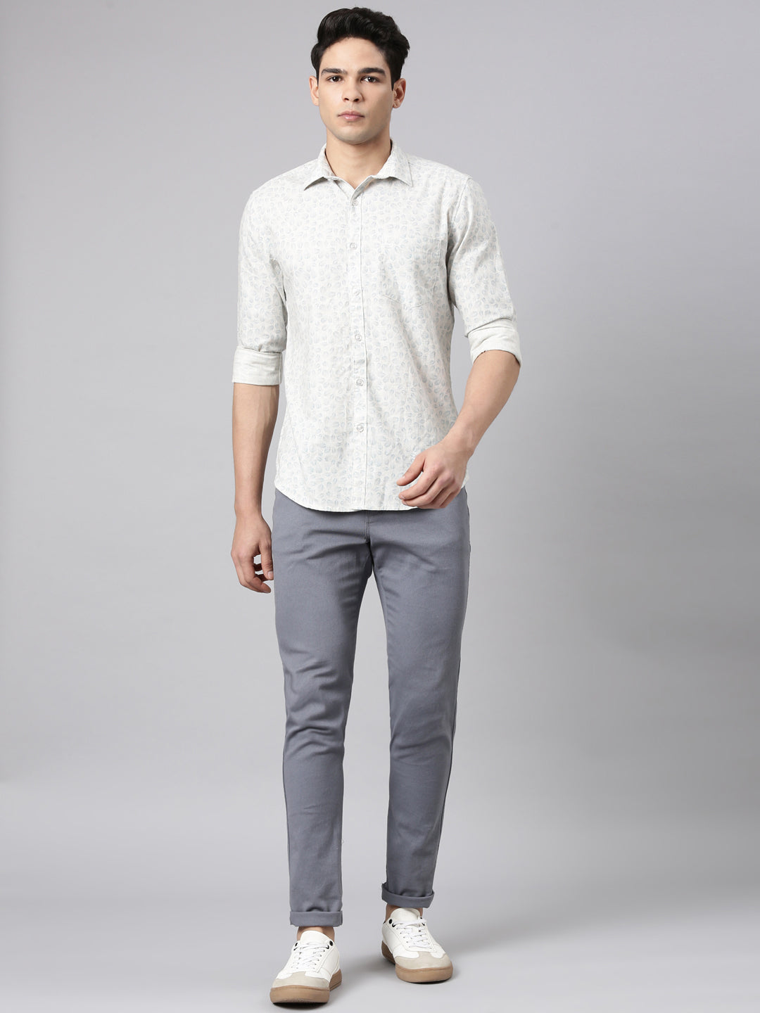 Classic Polo Men's Full Sleeve Multicolor Polo Neck Slim Fit All-Over Print Cotton Casual Shirt | LSHR1-EL-05 A-FS-PRT-SF