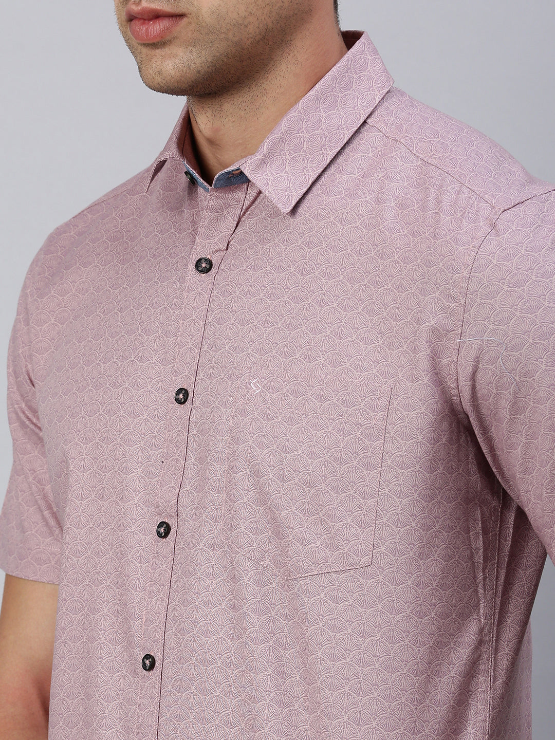 Classic Polo Men's Half Sleeve Dark Pink Slim Fit Printed Casual Shirt | SP2-CL-12 B-HS-PRT-SF