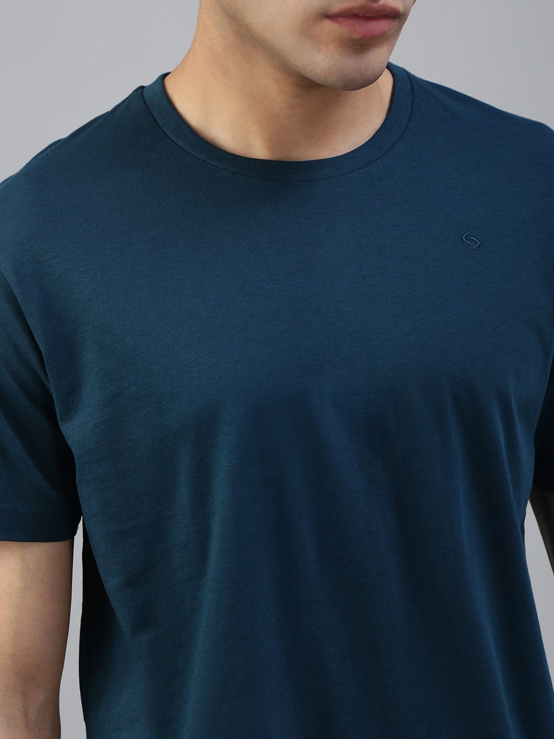 Classic Polo Men's Half Sleeve Dark Teal Blue Crew Neck Slim Fit Solid T-Shirt||TOY-ARDOR RFL SF C