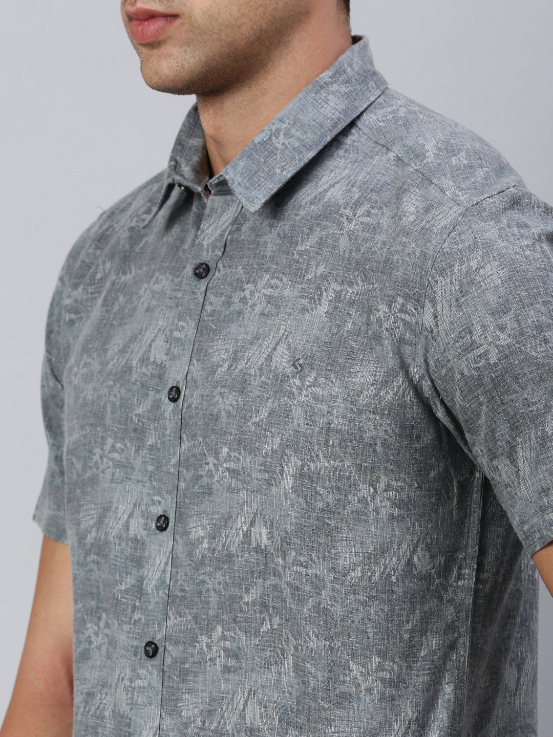 Classic Polo Men's Half Sleeve Dark Grey Slim Fit Printed Casual Shirt | SP2-EL-17 B-HS-PRT-SF