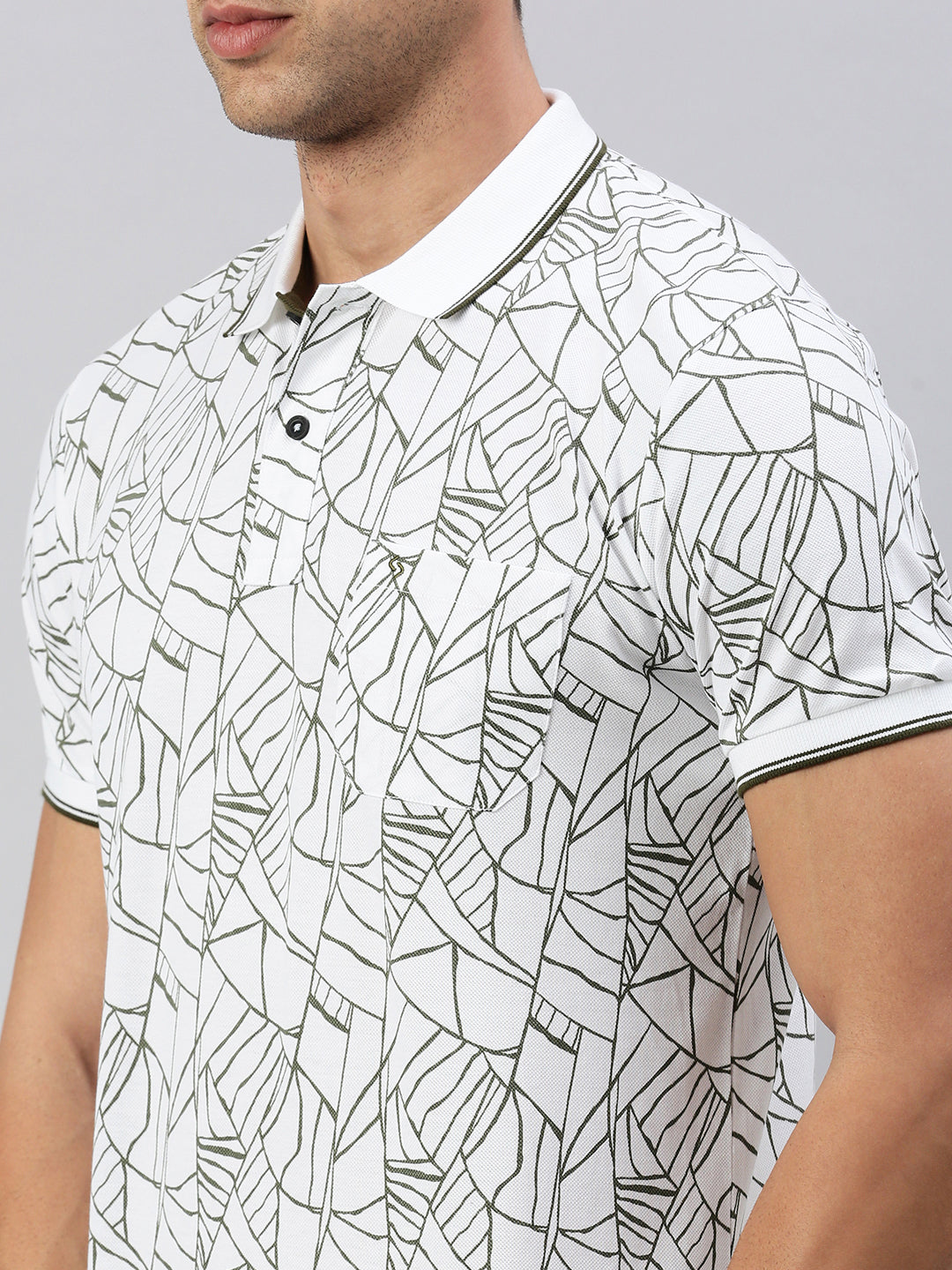 Classic Polo Men's Printed White/Black Cotton Slim Fit Half Sleeve T-Shirt | BEAU - 264 A SF P