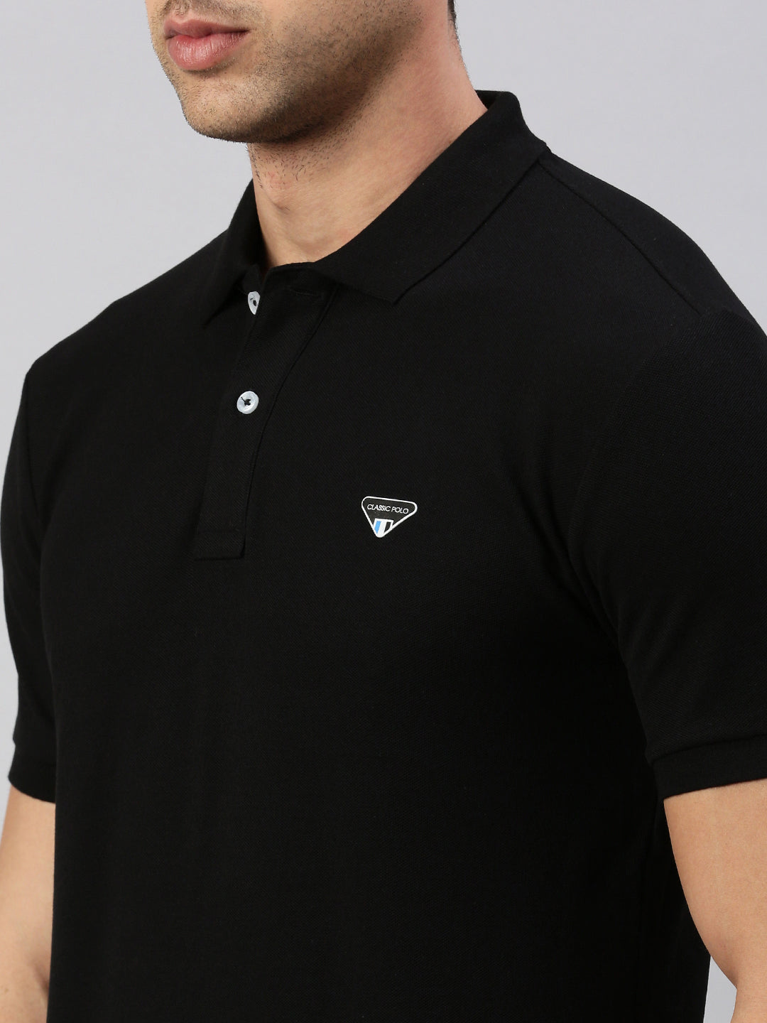 Classic Polo Men's Half Sleeve Black Polo Neck Slim Fit Solid T-Shirt | PRM - 797 B SF P