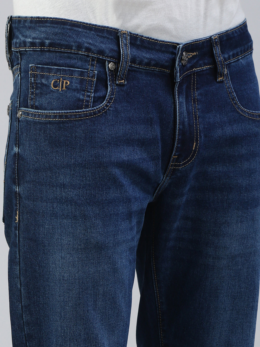 Classic Polo Men's Dark Blue Slim Fit Solid Denim||CPDQ1-19-D.BLU-SF