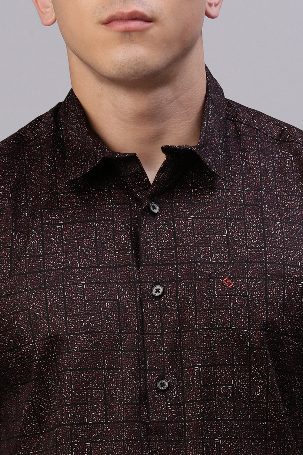 Classic Polo Men's Full Sleeve Brown Polo Neck Slim Fit All-Over Print Shirt