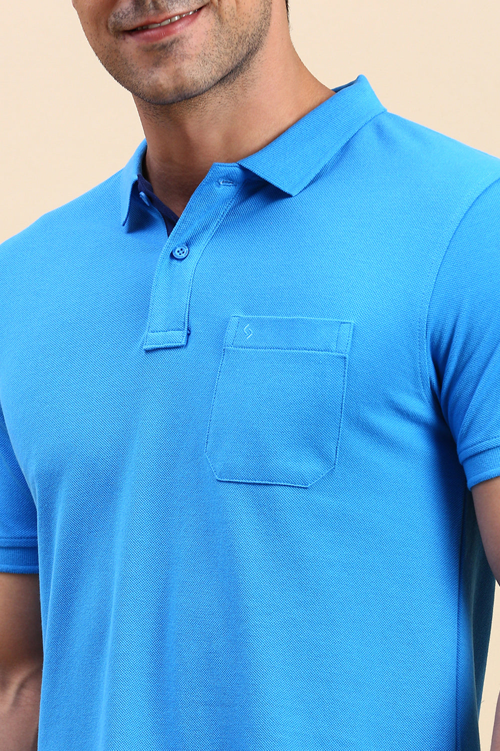 Classic Polo Men's Half Sleeve Blue Polo Neck Slim Fit Solid T-Shirt | TOY-VIROK-OXFORD BLUE SF P