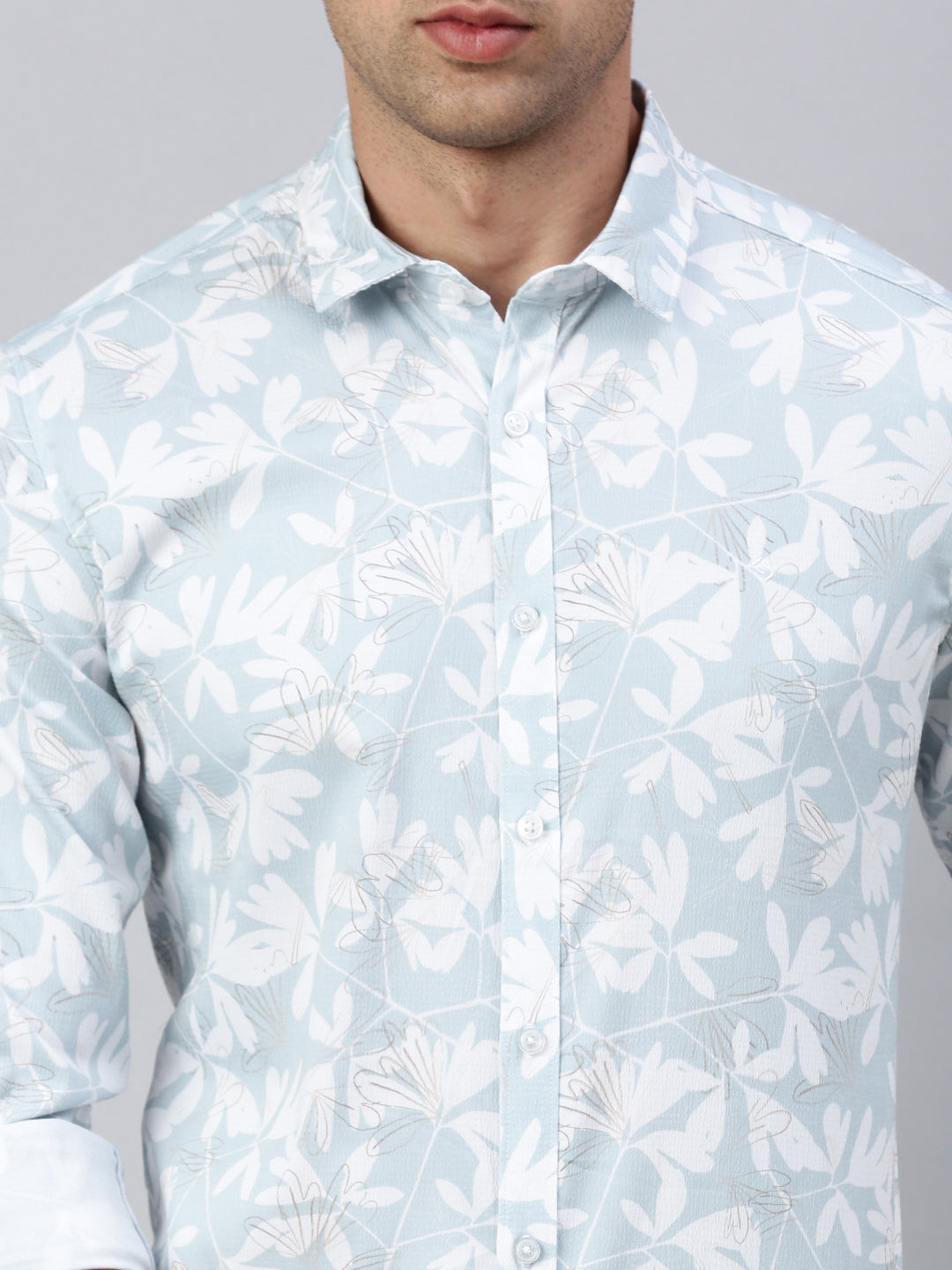 Classic Polo Men's Full Sleeve Lt.Green/White Polo Neck Slim Fit Printed Shirt | SP2-GN-05 B-FS-PRT-BSL