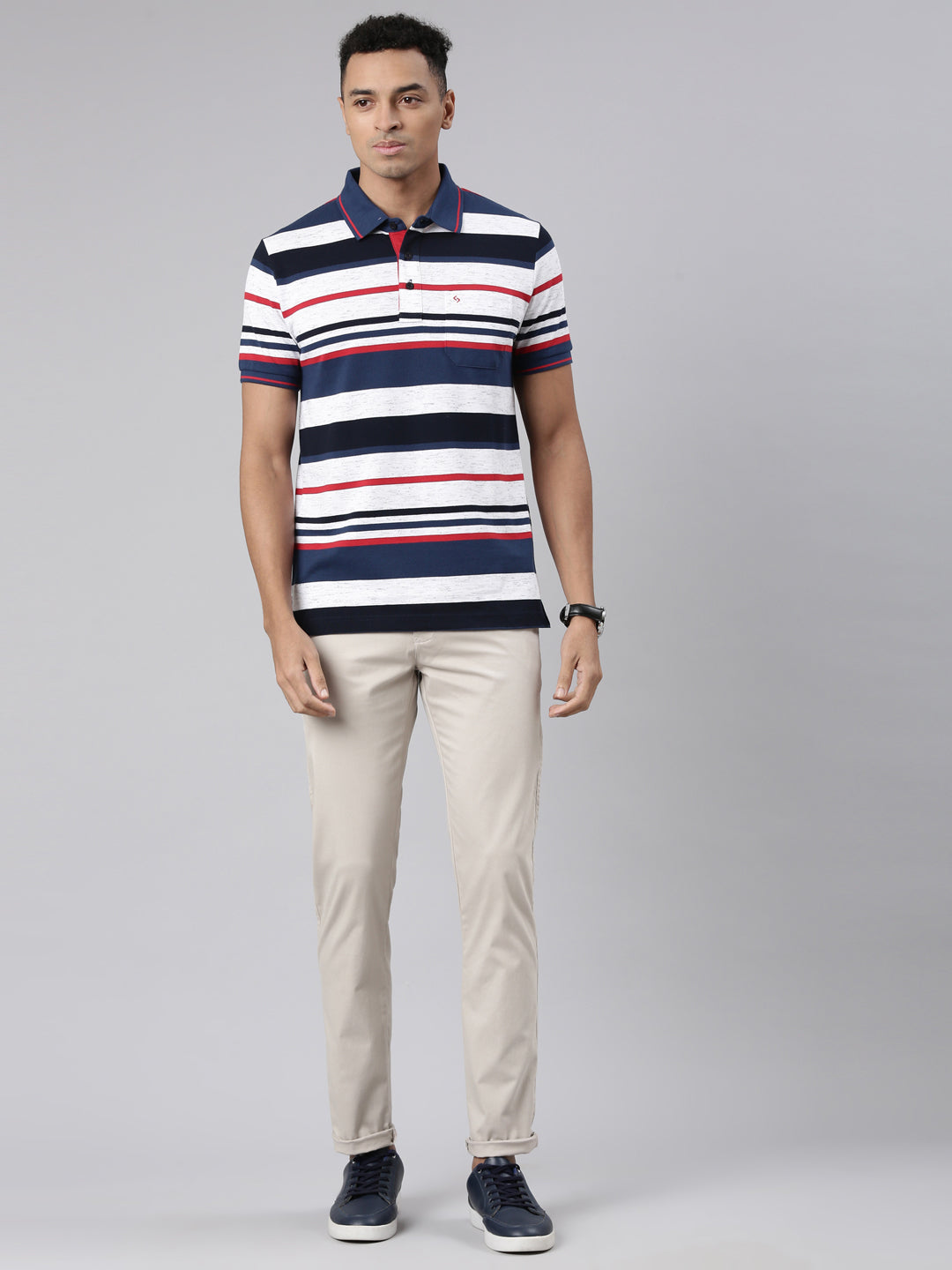 Classic Polo Men's Half Sleeve Multi Polo Neck Cotton Blend Slim Fit T-Shirt | VTA - 275 A SF P