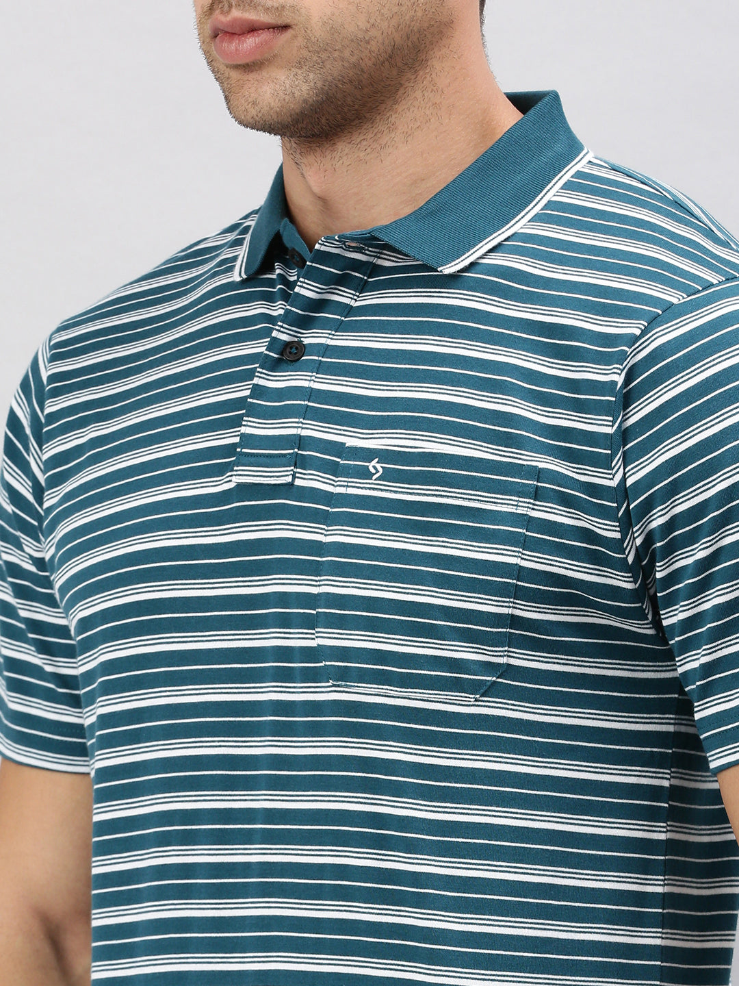 Classic Polo Men's Half Sleeve Teal/White Polo Neck Cotton Authentic Fit T Shirt | FEEDERS - 262 A AF P