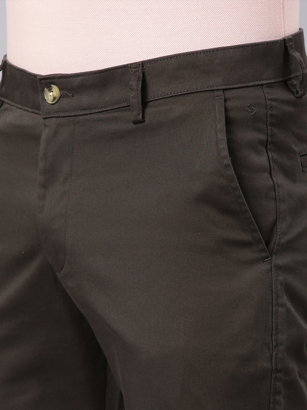 Classic Polo Men's Olive Cotton Lycra Moderate Fit Trousers | TRS-MELLOW-OLV MF LY