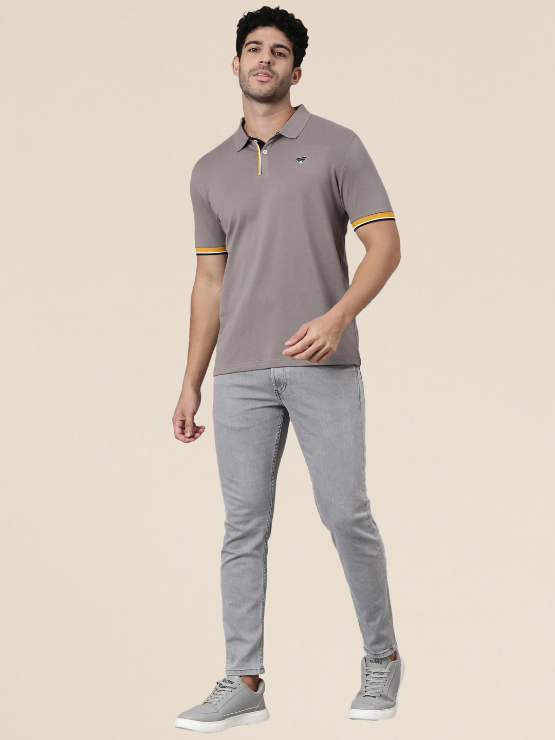 Classic Polo Men's Half Sleeve Dark Grey Polo Neck Slim Fit Solid Cotton T-Shirt | PRM - 811 A SF P