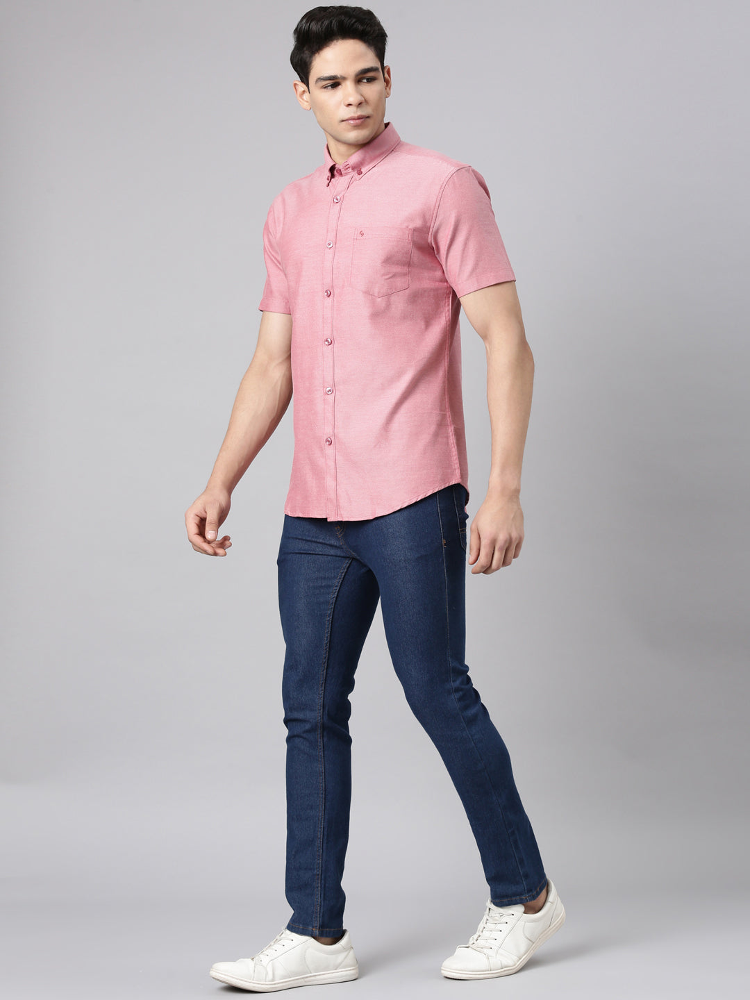 Classic Polo Men's Half Sleeve Dark Pink Polo Neck Milano Fit Solid Cotton Casual Shirt | TOY-ENZO-RED MF HS
