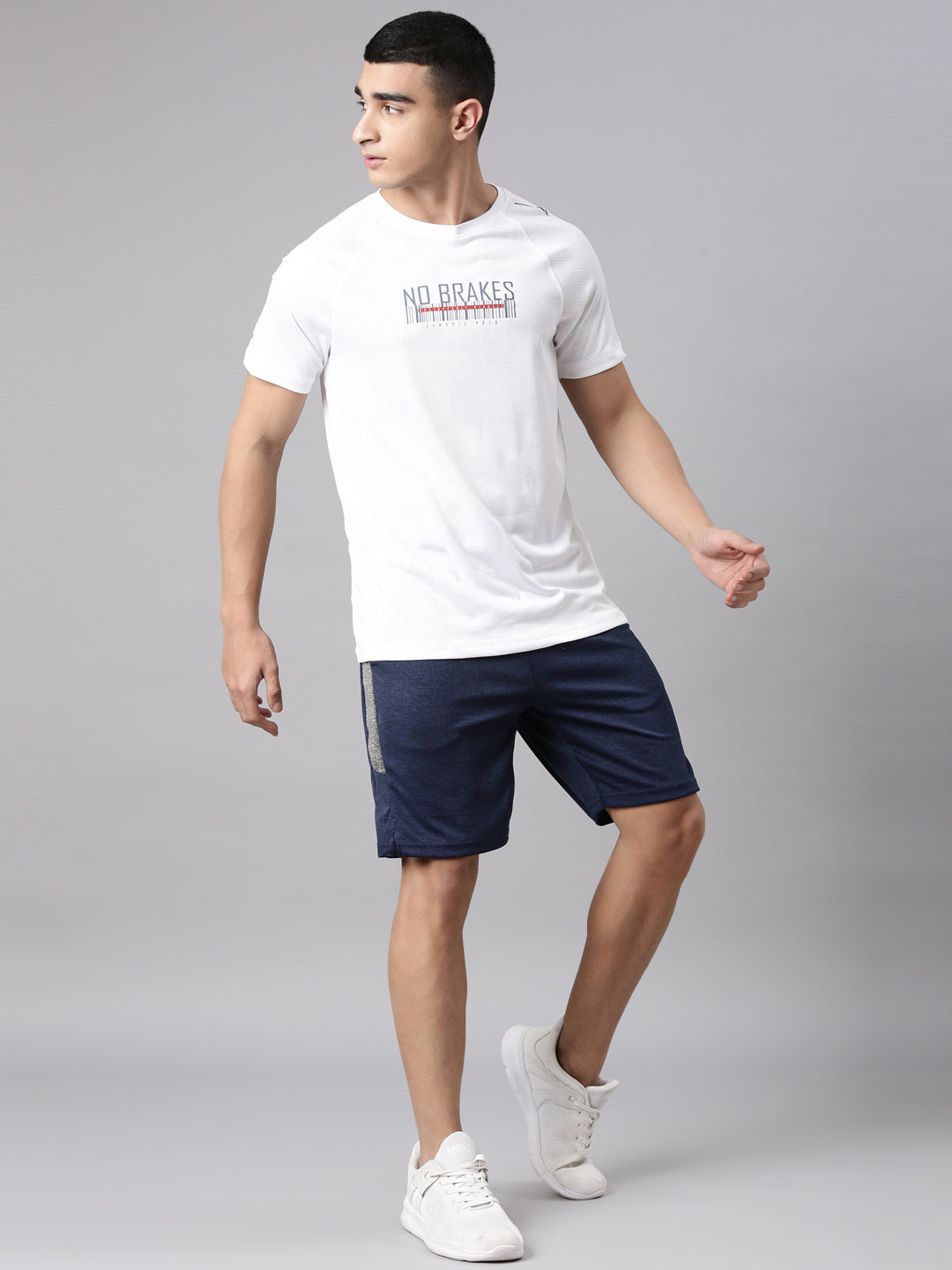 Classic Polo Men's Half Sleeve White Crew Neck Slim Fit Printed Polyester Active Wear T-Shirt | CP-SPZ-06 C SF C