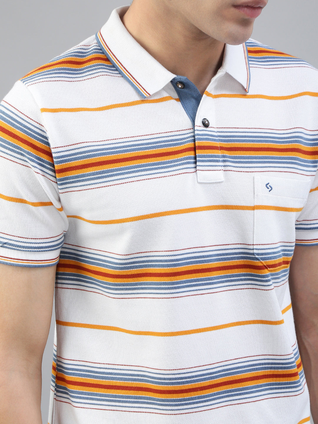 Classic Polo Men's Half Sleeve Multicolor Polo Neck Slim Fit Striped T-Shirt||ADORE - 236 A SF P