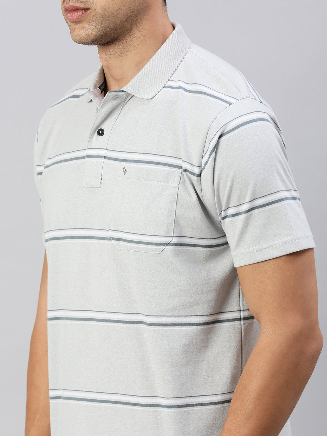 Classic Polo Men's Half Sleeve Grey Polo Neck Cotton Authentic Fit T Shirt | AVON - 586 A AF P