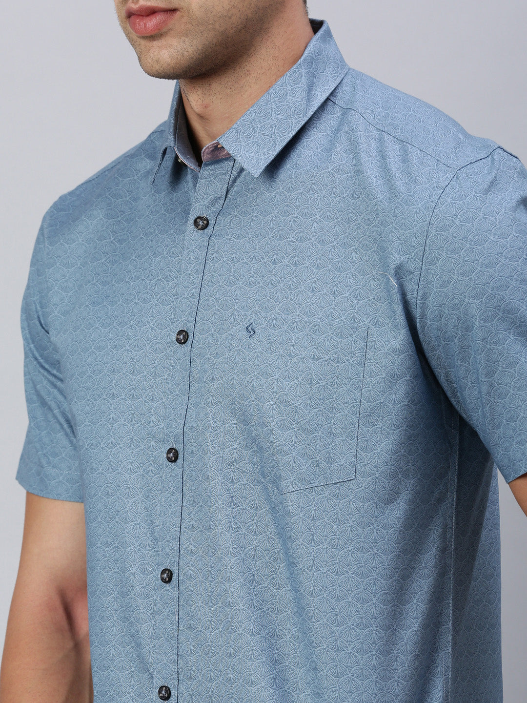 Classic Polo Men's Half Sleeve Blue Slim Fit Printed Casual Shirt | SP2-CL-12 A-HS-PRT-SF