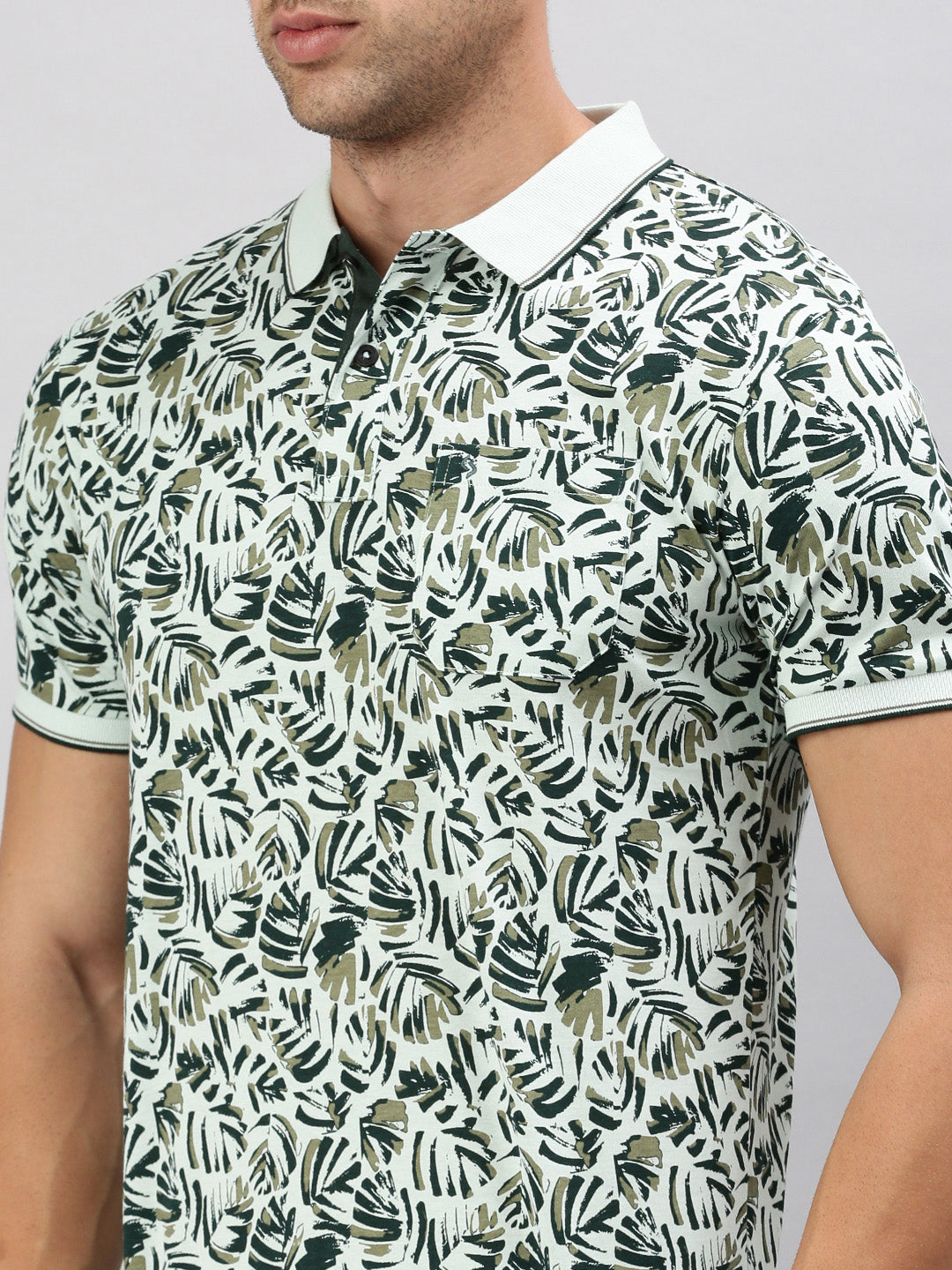 Classic Polo Men's Printed Green Cotton Slim Fit Half Sleeve T-Shirt | BELLO - 296 B SF P
