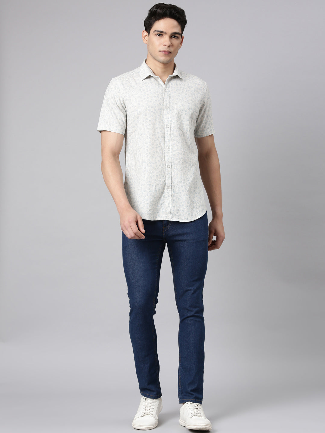 Classic Polo Men's Half Sleeve Multicolor Polo Neck Slim Fit All-Over Print Cotton Casual Shirt | LSHR1-EL-05 A-HS-PRT-SF