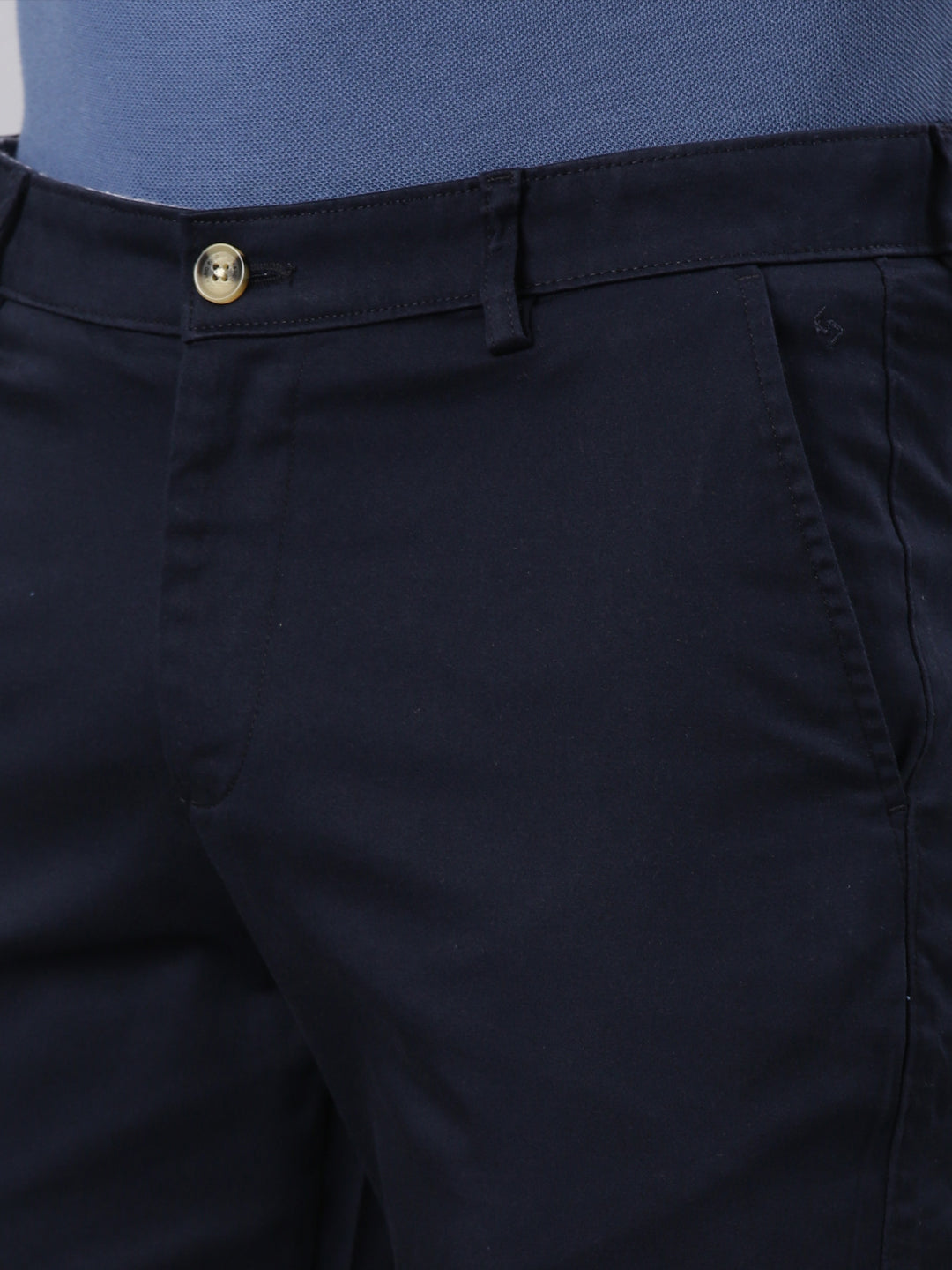 Classic Polo Men's Navy Blue Cotton Lycra Moderate Fit Trousers | TRS-MELLOW-NVY MF LY