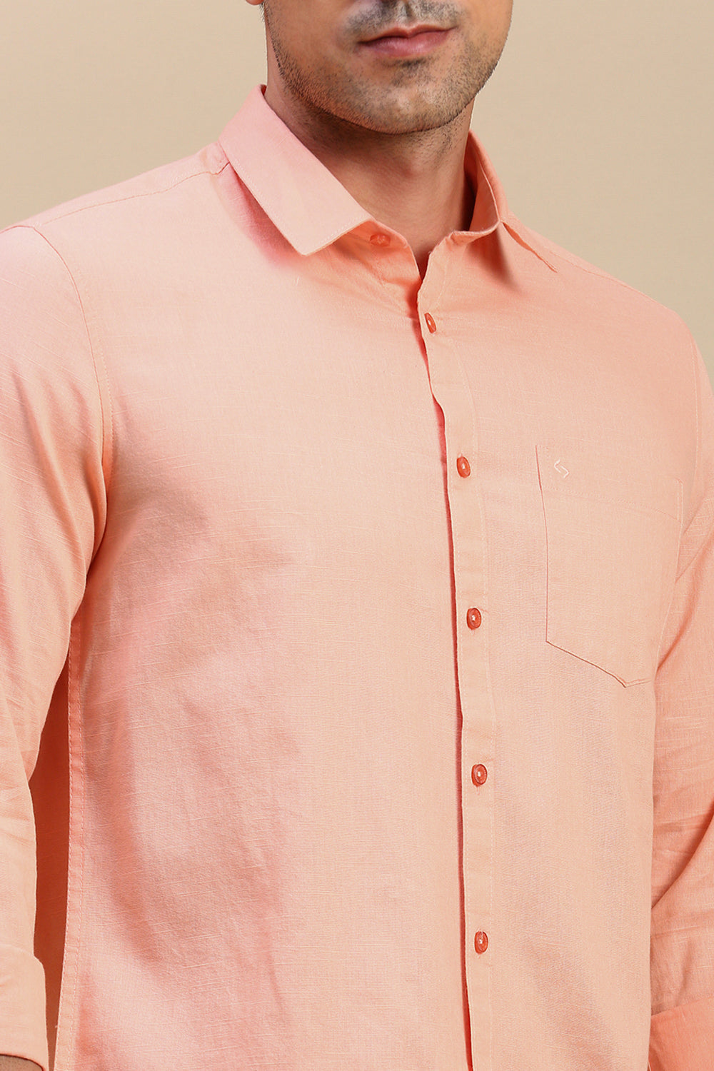 Classic Polo Men's Full Sleeve Peach Polo Neck Slim Fit Solid Shirt | TOY-STRIVE-PEACH SF FS